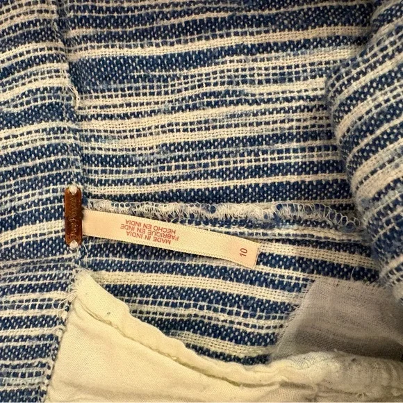 100% Cotton Free People Navy and Cream Striped Pants - Picture 8 of 10